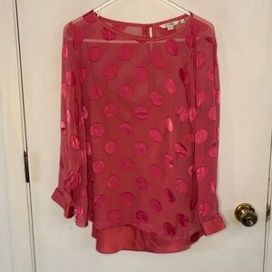 Boden pink sheer silk blend polka dot blouse with matching cami Size 12